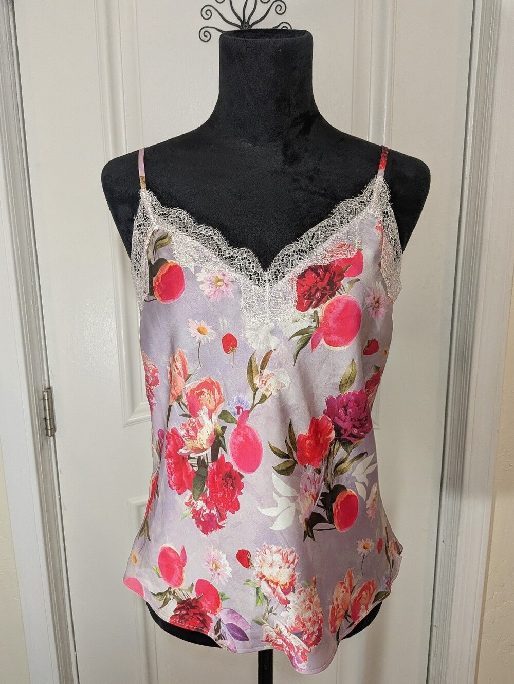 Victoria's Secret Lavender Floral Camisole with Pink & Red Flowers
